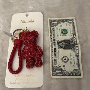 Natasha Couture Glittering Red Bear Key Holder
